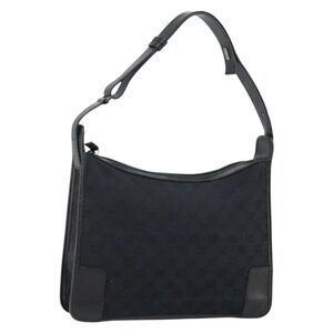 GUCCI GG Canvas Shoulder Bag Black Silver 001 4205 Auth 143772